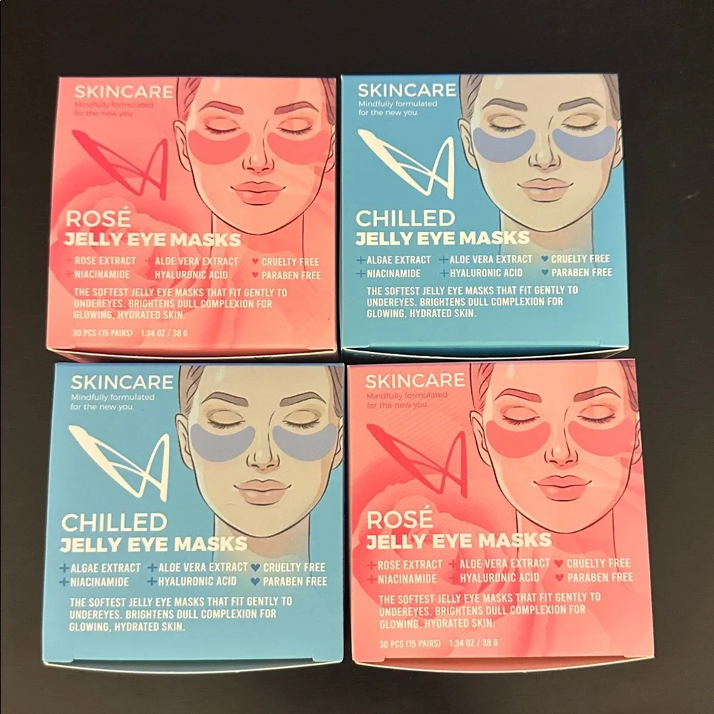 4 LA Splash Chilled Jelly & Rose Eye Masks Brightening Hydrating Under Eye